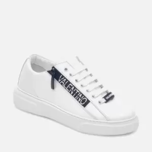 Valentino Shoes Womens Leather Court Zip Trainers - White/Black - UK 4
