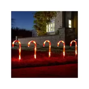 6 Candy Cane Stake Lights Christmas Illumination 25cm