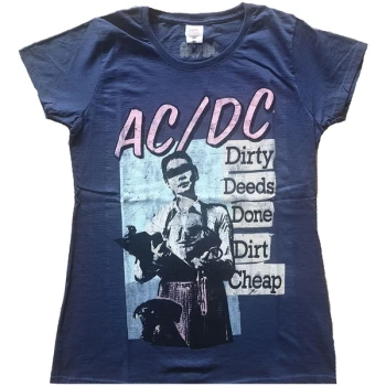AC/DC - Vintage DDDDC Womens X-Small T-Shirt - Blue