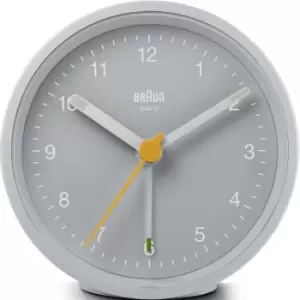 Braun Classic Analogue Alarm Clock with Snooze and Light, Quiet Quartz Movement, Crescendo Beep Alarm in Grey, model .