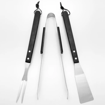 Markenartikel - BBQ Stainless Steel Cutlery Tool Utensils Set Camping 3 Pieces Kitchen Wooden