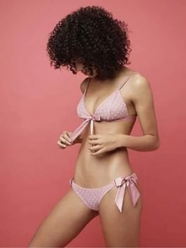 Muse By Coco De Mer Roxanne Tie Side Knickers - Pink, Size XS, Women