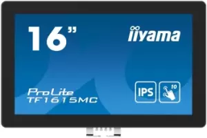 iiyama ProLite TF1615MC-B1 Computer Monitor 39.6cm (15.6") 1920 x 1080 pixels Full HD Touch Screen Black