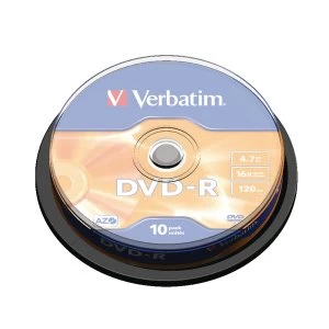 Verbatim 10x DVD-R 4.7GB Silver Spindle