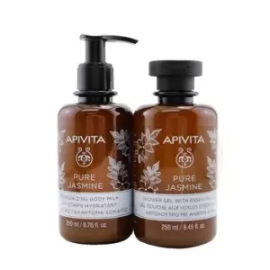 ApivitaRelaxing Treats Euphoria & Softness Set: Pure Jasmine Shower Gel 250ml+ Pure Jasmine Moisturizing Body Milk 200ml 2pcs