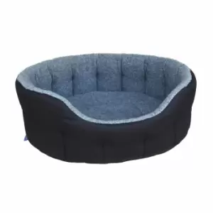 P&L Premium Fleece Lined Bolster Style Large Softee Bed - Black/Grey
