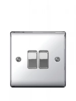 British General Electrical Raised 2G 2-Way Switch - Polished Chrome