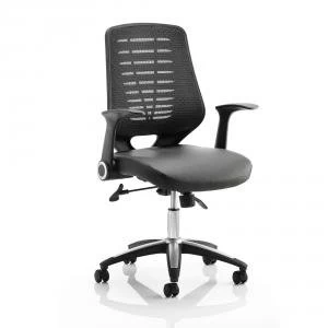 Sonix Relay Task Operator Chair With Arms Leather Seat Back Black Ref