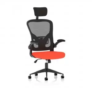 Ace Executive Bespoke Fabric Seat Tabasco Orange Mesh Chair With