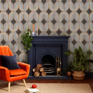 Envy - In the Loop Choc Orange Geometric Wallpaper - Brown
