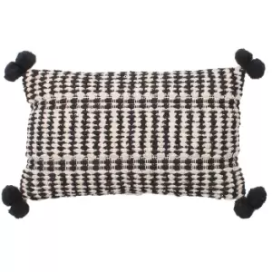Ayaan Pom-Pom Cushion Black / 30 x 50cm / Polyester Filled
