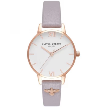 3D Bee Embellished Strap Grey Lilac & Rose Gold Watch