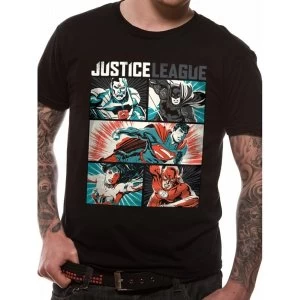 Justice League Comics - Pop Art Mens Large T-Shirt - Black