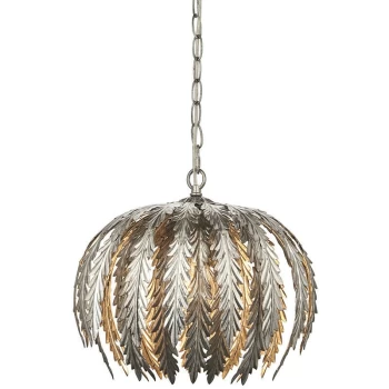 Endon Collection Lighting - Endon Delphine Decorative Silver Layered Leaf Ceiling Pendant Light