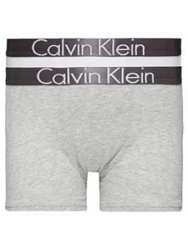 Calvin Klein Boys 2 Pack Logo Trunks - Grey/White, Size Age: 8-10 Years