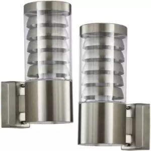 2 PACK IP44 Outdoor Wall Lamp Stainless Steel Staggered Light Clear Porch Round