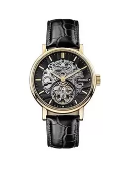 Ingersoll The Charles Mens Automatic Watch with a Black Dial and a Black Leather Strap - I05802B, Black, Men