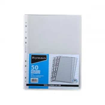 Ryman Clear A4 Pockets - 50 Pack
