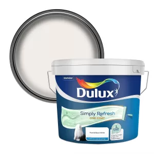 Dulux Simply Refresh One Coat Pure Brilliant White Matt Emulsion Paint 10L
