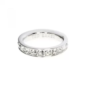 Ted Baker Ladies Silver Plated Claudie Narrow Crystal Band Ring Ml
