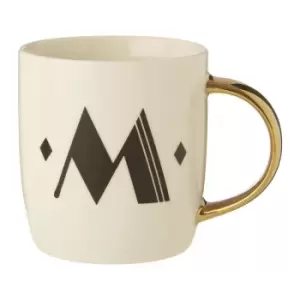 Bone China White/Gold M Alphabet Mug