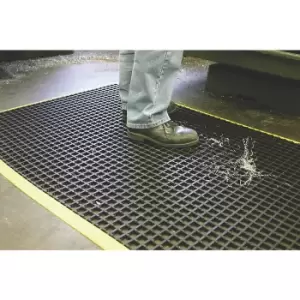 COBAmat Workstation anti-fatigue matting, with yellow, tapered edges, LxW 1800 x 1200 mm