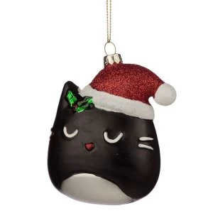 Feline Fine Cat Head Glass Christmas Bauble Decoration