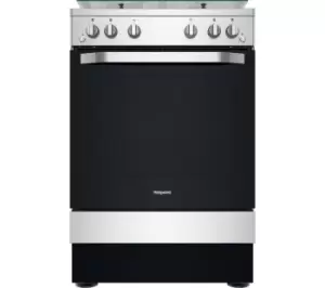 Hotpoint HS67G2PMX/UK 60cm Gas Cooker - Inox & Silver, Black,Silver/Grey