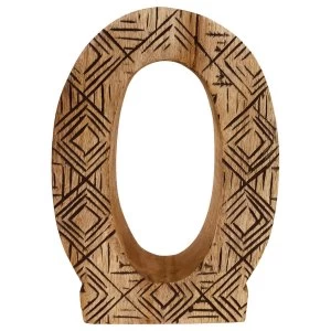 Letter O Hand Carved Wooden Geometric