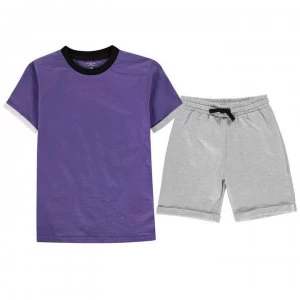 Crafted Shorts Set Junior Boys - Grey/Purple