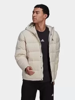 adidas Helionic Hooded Down Jacket, Beige Size XS Men