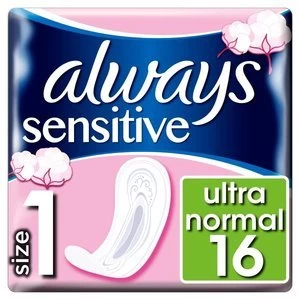 Always Soft and Fit Sensitive Normal Sanitary Pads 16pack