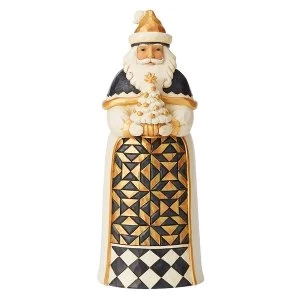 Give From The Heart Black and Gold Santa Figurine