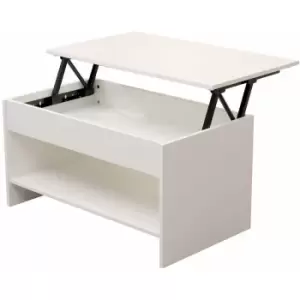 Hmd Furniture - Lift up Top Coffee Table with Bottom Storage Shelf and Hidden Drawer Living Room Furniture,White,85x50x45cm(WxDxH) - White
