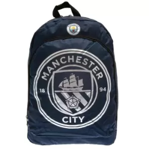 Manchester City FC Crest Backpack (One Size) (Navy/Silver)