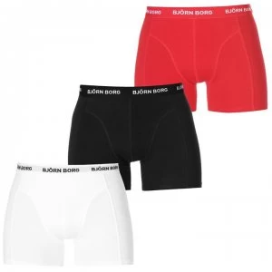 Bjorn Borg 3 Pack Solid Trunks - Blk/Wht/Red