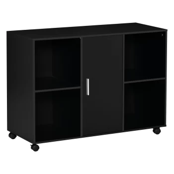 Vinsetto Mobile Office File Cabinet, Lateral Stationery Storage Cabinet, Printer Stand Unit with Wheels, Open Compartment and Cupboard, Black AOSOM UK