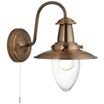 Searchlight Fisherman - 1 Light Wall Light Copper with Seeded Glass Shade, E27