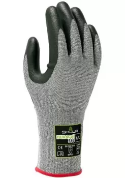 Showa Duracoil Grey Microporous Nitrile Coated HPPE, Polyester Work Gloves, Size 8, Medium