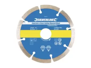 Silverline 394979 Concrete & Stone Cutting Diamond Blade 115 x 22.23mm Segmented Rim