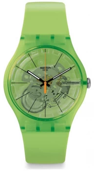 Swatch KIWI VIBES Green Rubber Strap Green Dial SUOG118 Watch
