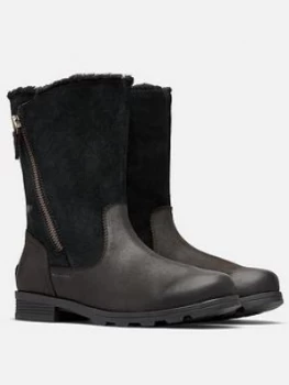 SOREL Emilie Fold Over Leather Calf Boot - Black, Size 5, Women