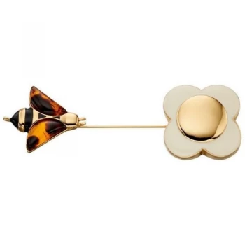 Ladies Orla Kiely Gold Plated Bee & Flower Pin Brooch