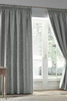 'Worcester' Pair of Pencil Pleat Curtains With Tie-Backs