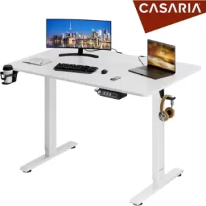 Casaria Height Adjustable Desk With Table Top Electric LCD Display 73-118cm Steel Frame Office Gaming Computer Desk 110cm Weiß (de)