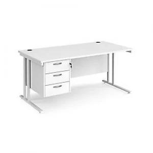 Maestro 25 Cantilever Desk with Three Drawer Pedestal 800mm Oak