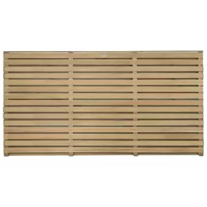 Forest Garden Double Slatted Fence Panel 6 x 3ft 5 Pack