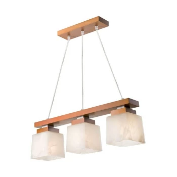 Lamkur Lighting - Kubus Bar Pendant Ceiling Light, Glass Shades Rustic, 3x E27
