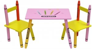 Kiddi Style Crayon Table and Chair Set Pink