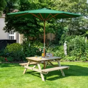 Rowlinson 4ft Picnic Table with 2.7 m Parasol, Green